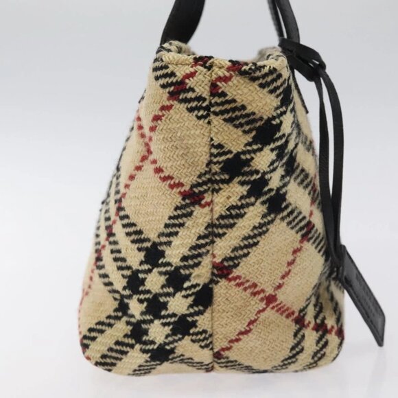 BURBERRY Hand Bag Wool Beige Gold Auth - Picture 4 of 16